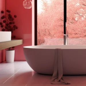 Rosa gestaltetes Badezimmer