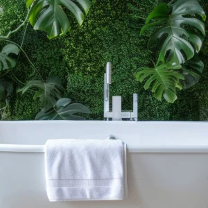 Grün gestaltetes Dschungel-Badezimmer