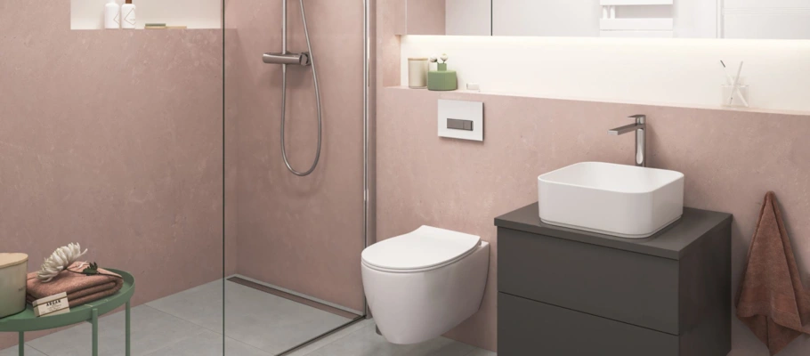 badezimmer ohne fenster in rosa