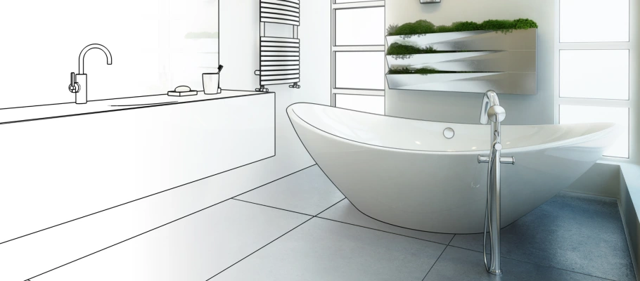 Skizze zur Planung eines Badezimmer-Grundrisses